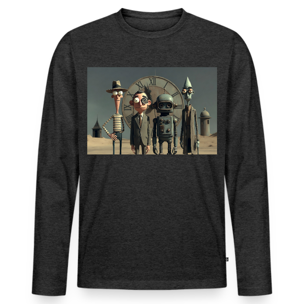 Pünktlich zu spät – Die seltsame Gesellschaft | Männer Premium Bio Langarmshirt - Anthrazit meliert