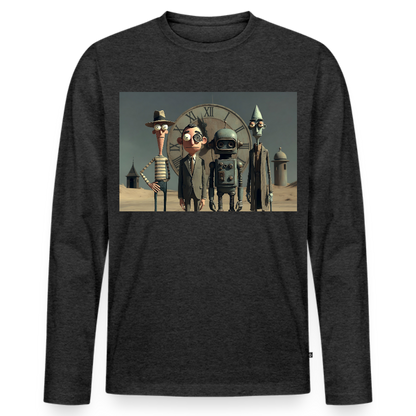 Pünktlich zu spät – Die seltsame Gesellschaft | Männer Premium Bio Langarmshirt - Anthrazit meliert