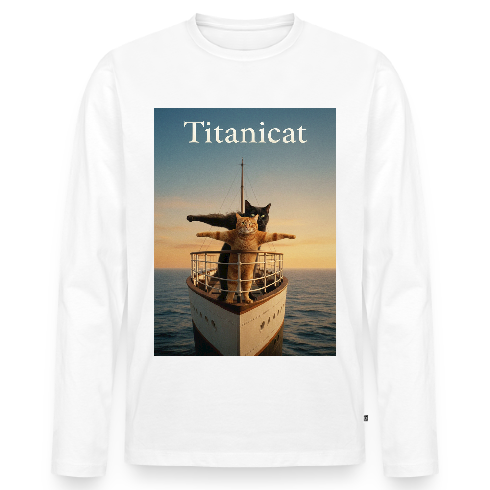 Titanicat – Ich bin der König der Kratzbäume | Männer Premium Bio Langarmshirt - Weiß