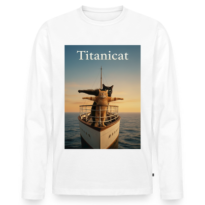 Titanicat – Ich bin der König der Kratzbäume | Männer Premium Bio Langarmshirt - Weiß