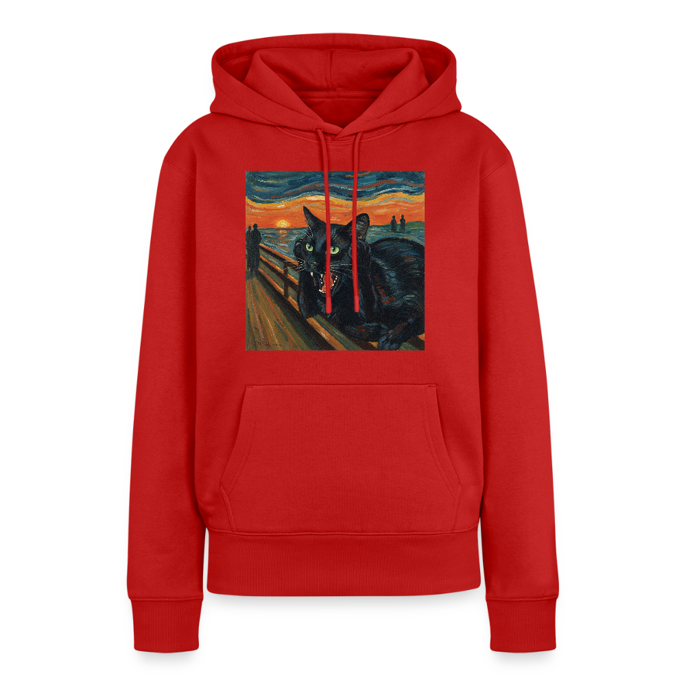 Der Schrei… aber die Katze hat’s zuerst gemerkt | Frauen Premium Hoodie - Rot