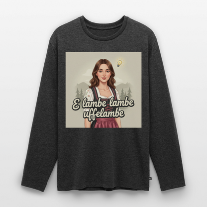E Lambe, lambe, uffelambe – Alemannischer Geistesblitz | Männer Premium Bio Langarmshirt - Anthrazit meliert