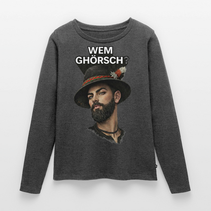 Wem ghörsch? – Alemannische Klärung | Frauen Premium Bio Langarmshirt - Anthrazit meliert