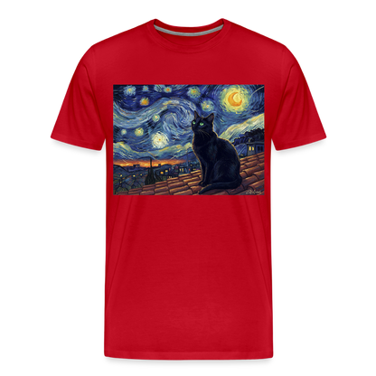 Sternennacht… aber die Katze denkt nach | Männer Premium T-Shirt - Rot