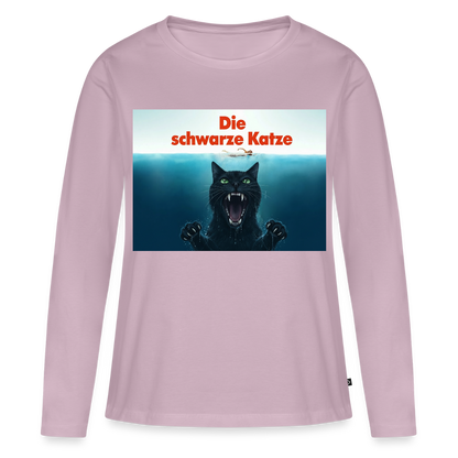 Die schwarze Katze – Krümel taucht auf | Frauen Premium Bio Langarmshirt - Altrosa