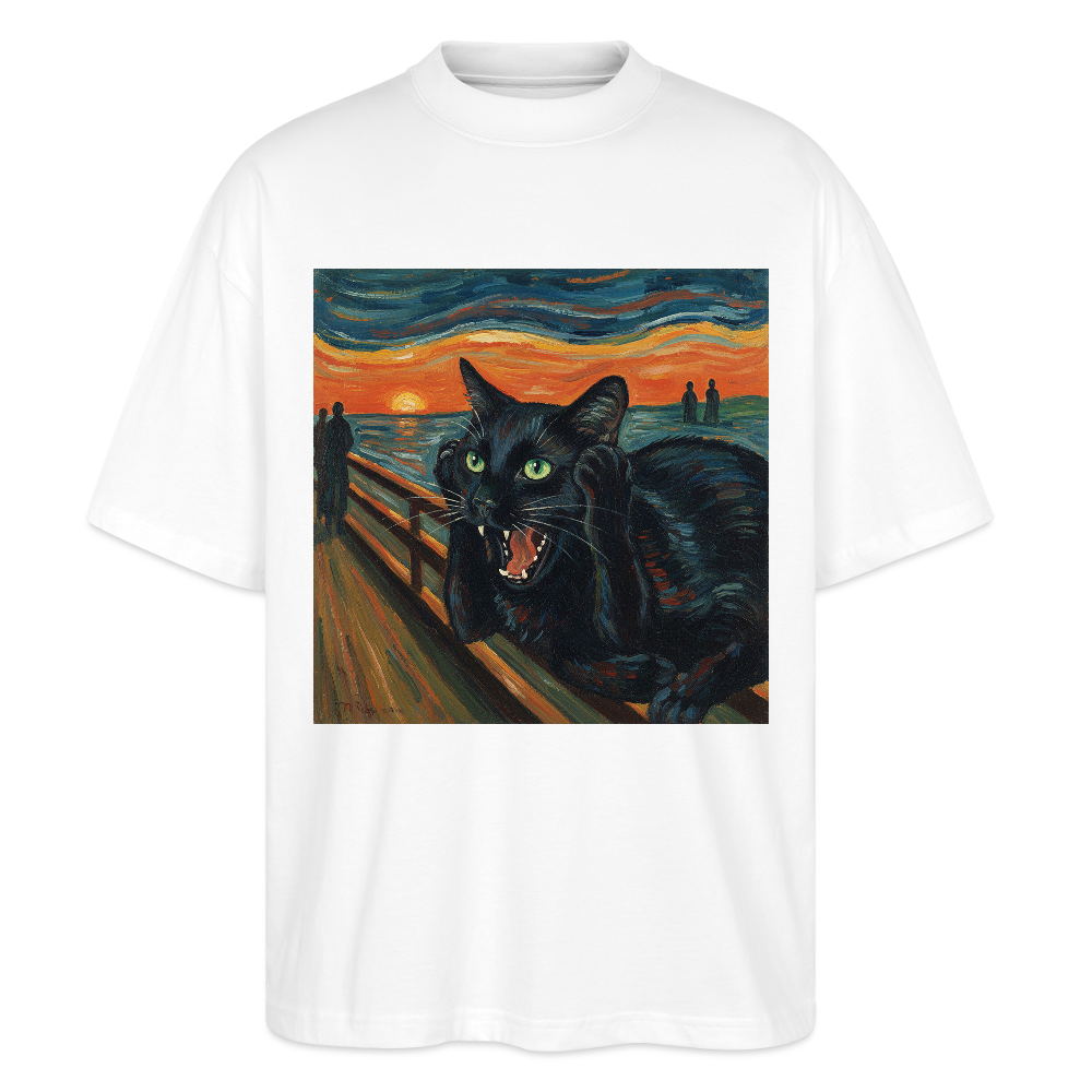 Der Schrei… aber die Katze hat’s zuerst gemerkt | Stanley/Stella Oversized Unisex Bio T-Shirt Blaster - Weiß