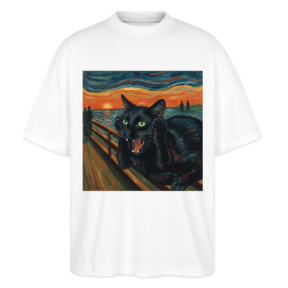Der Schrei… aber die Katze hat’s zuerst gemerkt | Stanley/Stella Oversized Unisex Bio T-Shirt Blaster - Weiß
