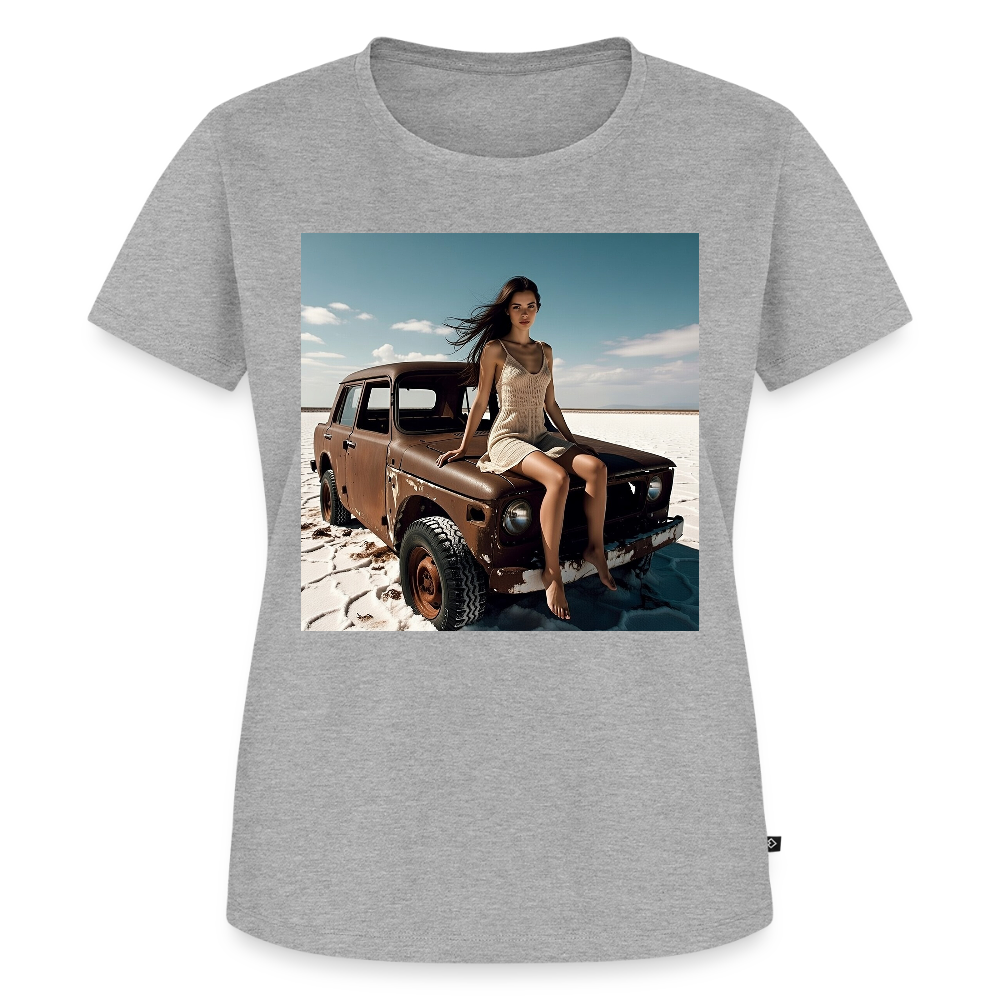 Warten auf irgendwas | Frauen Premium T-Shirt - Grau meliert
