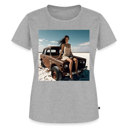 Warten auf irgendwas | Frauen Premium T-Shirt - Grau meliert