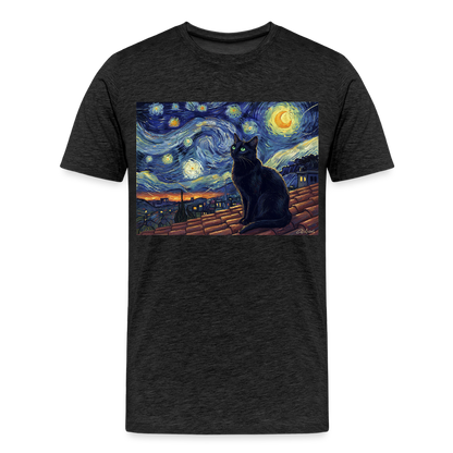Sternennacht… aber die Katze denkt nach | Männer Premium T-Shirt - Anthrazit