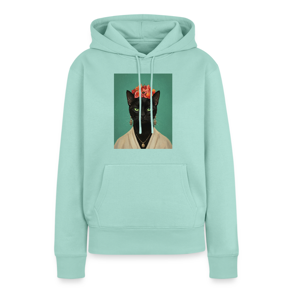 Frida Katze – Künstlerisches Katzenporträt |  Frauen Premium Hoodie - Mint 