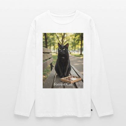 Forrest Cat – Krümel wartet | Männer Premium Bio Langarmshirt - Weiß