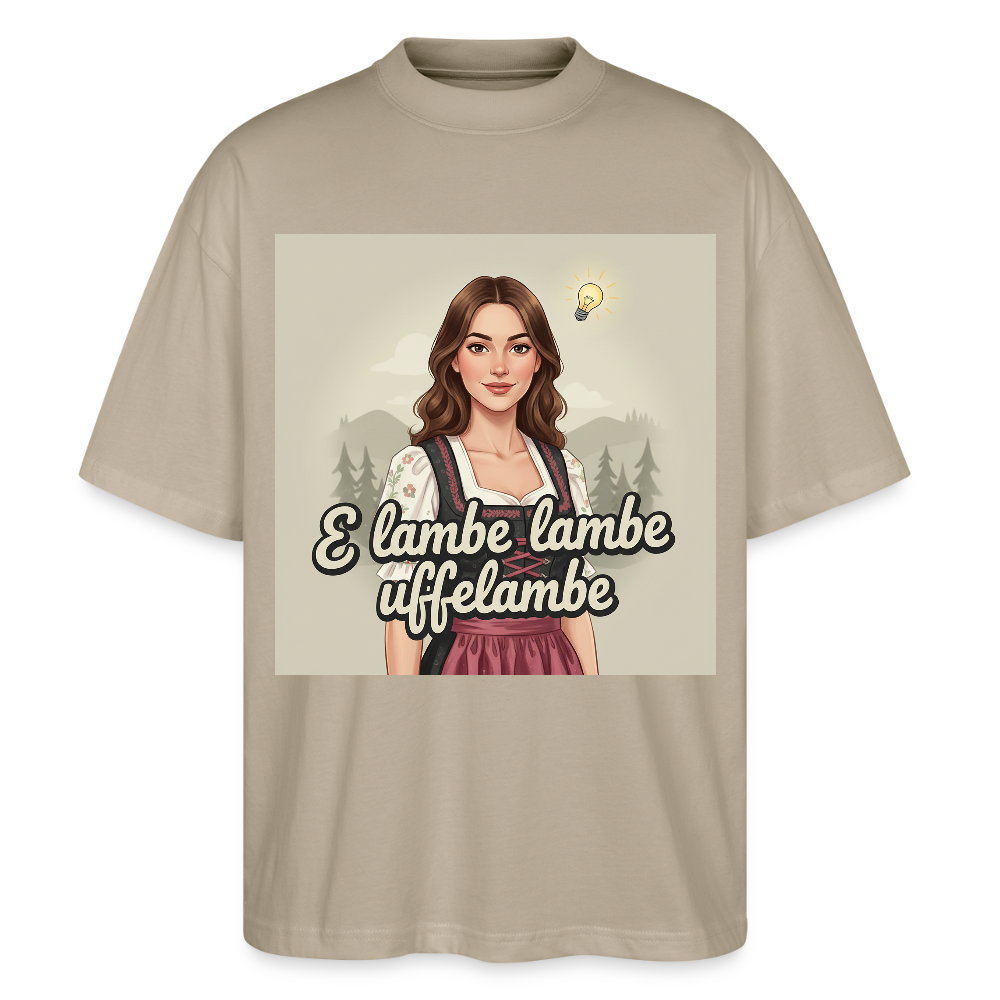 E Lambe, lambe, uffelambe – Alemannischer Geistesblitz | Stanley/Stella Oversized Unisex Bio T-Shirt Blaster - Steingrau