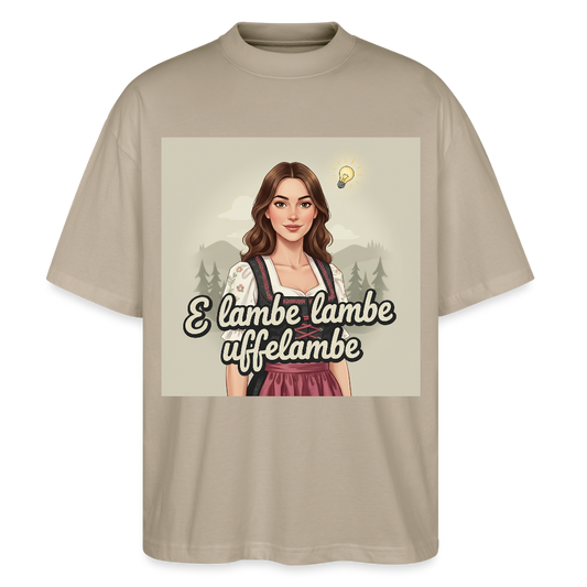 E Lambe, lambe, uffelambe – Alemannischer Geistesblitz | Stanley/Stella Oversized Unisex Bio T-Shirt Blaster - Steingrau