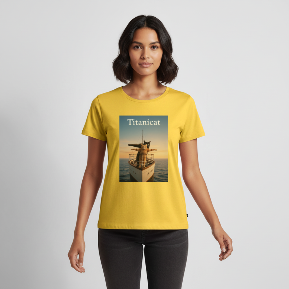 Titanicat – Ich bin der König der Kratzbäume | Frauen Premium T-Shirt - Gelb