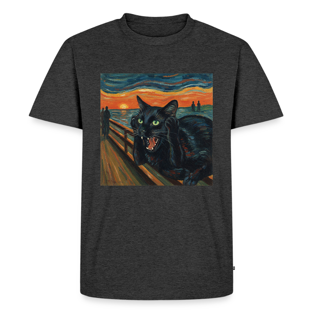 Der Schrei… aber die Katze hat’s zuerst gemerkt | Männer Premium T-Shirt - Anthrazit meliert