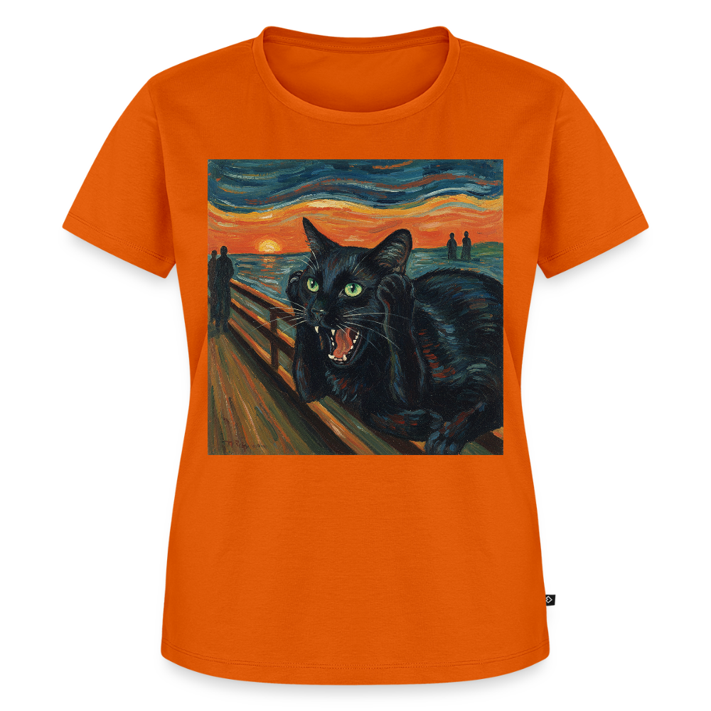 Der Schrei… aber die Katze hat’s zuerst gemerkt | Frauen Premium T-Shirt - Orange 