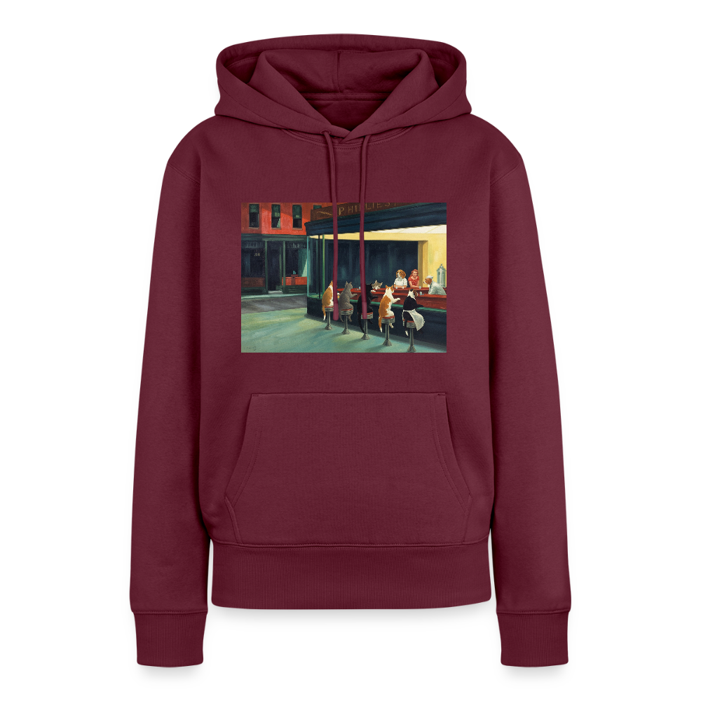 Wenn Hopper Katzen gemalt hätte | Frauen Premium Hoodie - Burgunderrot