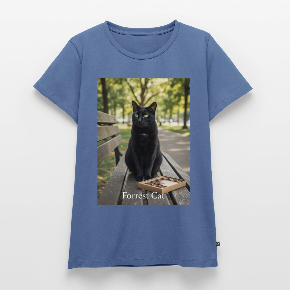 Forrest Cat – Krümel wartet | Frauen Premium T-Shirt - Taubenblau