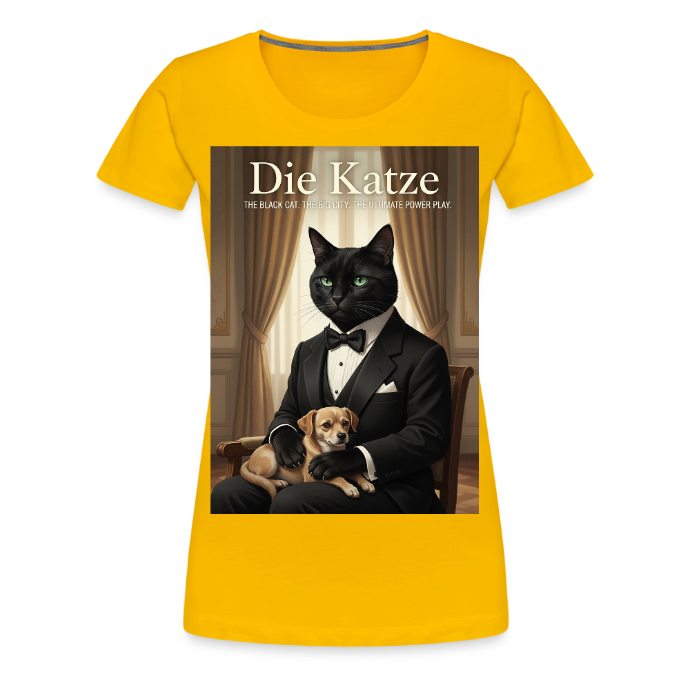 Die Katze – Krümel regelt das | Frauen Premium T-Shirt - Sonnengelb