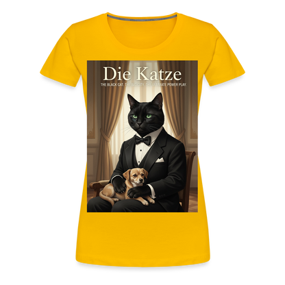 Die Katze – Krümel regelt das | Frauen Premium T-Shirt - Sonnengelb