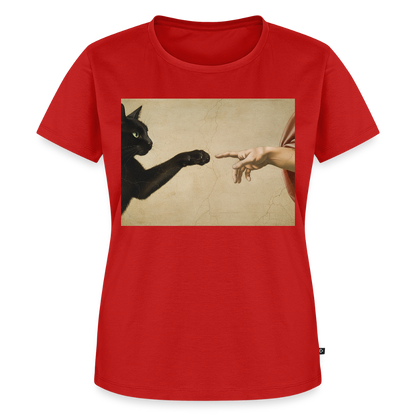 Die Erschaffung Adams… aber die Katze war schneller | Frauen Premium T-Shirt - Rot