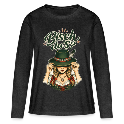 Bisch du’s? – Der Blick sagt alles | Frauen Premium Bio Langarmshirt - Anthrazit meliert