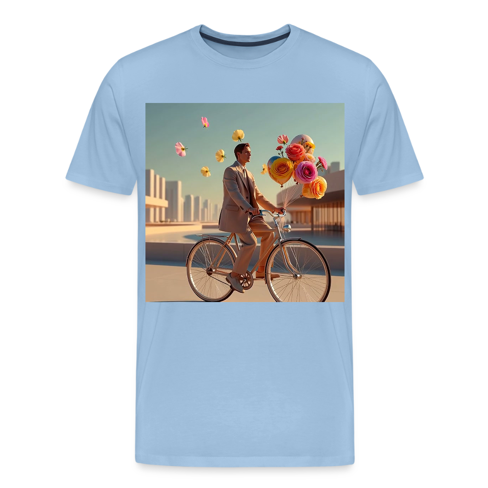 Fahrt ins Ungewisse (mit Blumen) | Männer Premium T-Shirt - Sky
