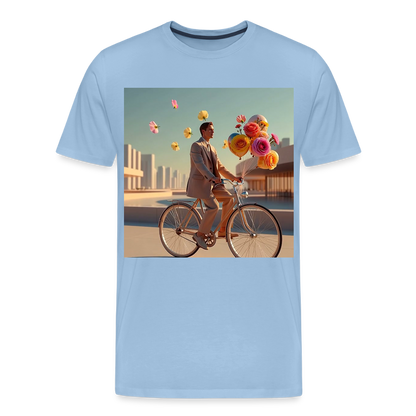 Fahrt ins Ungewisse (mit Blumen) | Männer Premium T-Shirt - Sky