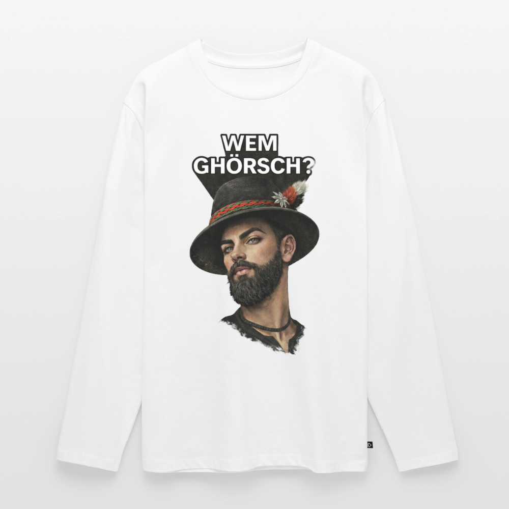 Wem ghörsch? – Alemannische Klärung | Männer Premium Bio Langarmshirt - Weiß