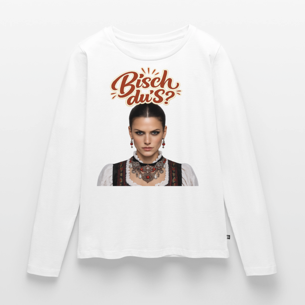 Schwarzwaldstolz – Sie weiß, wer sie isch | Frauen Premium Bio Langarmshirt - Weiß