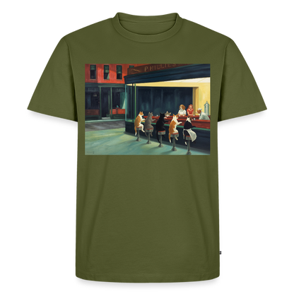 Wenn Hopper Katzen gemalt hätte | Männer Premium T-Shirt - Khaki