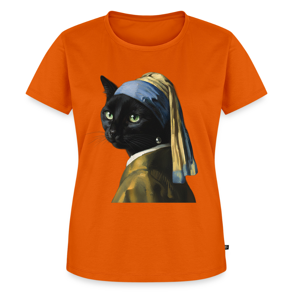 Das Mädchen mit dem Perlenohrring… aber es ist eine Katze | Frauen Premium T-Shirt - Orange 