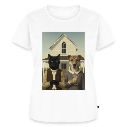 American Gothic… aber mit Katze und Hund | Frauen Premium T-Shirt - Weiß