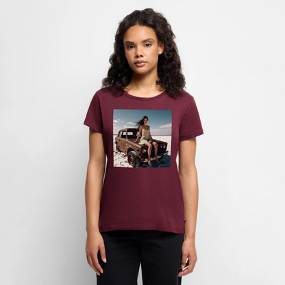 Warten auf irgendwas | Frauen Premium T-Shirt - Burgunderrot