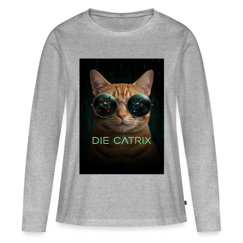 Die Catrix – Krümel erwacht | Frauen Premium Bio Langarmshirt - Grau meliert