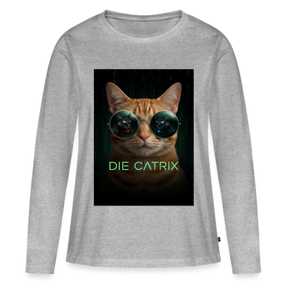 Die Catrix – Krümel erwacht | Frauen Premium Bio Langarmshirt - Grau meliert
