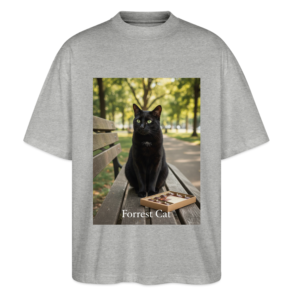 Forrest Cat – Krümel wartet | Stanley/Stella Oversized Unisex Bio T-Shirt Blaster - Grau meliert