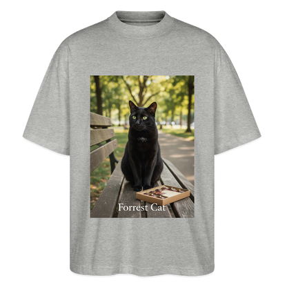 Forrest Cat – Krümel wartet | Stanley/Stella Oversized Unisex Bio T-Shirt Blaster - Grau meliert