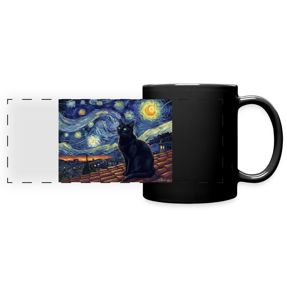 Sternennacht… aber die Katze denkt nach | Tasse - Schwarz