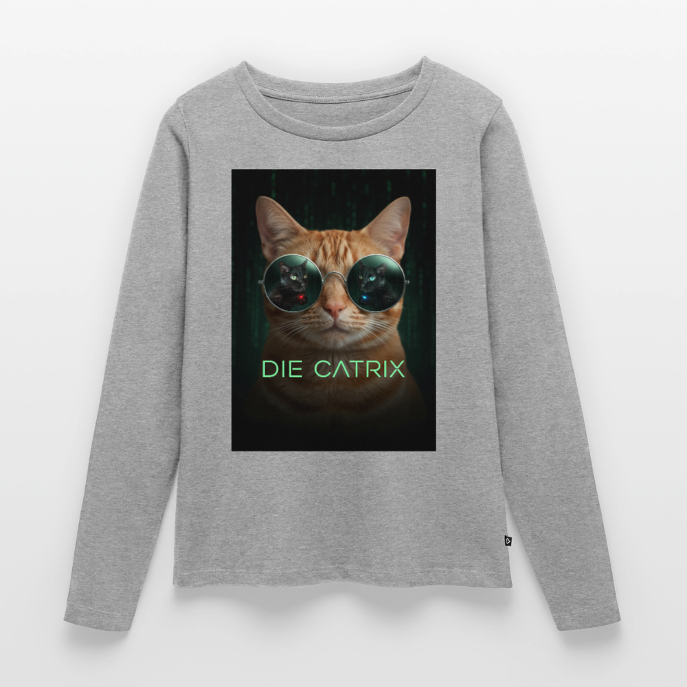 Die Catrix – Krümel erwacht | Frauen Premium Bio Langarmshirt - Grau meliert