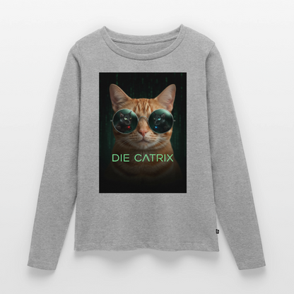 Die Catrix – Krümel erwacht | Frauen Premium Bio Langarmshirt - Grau meliert