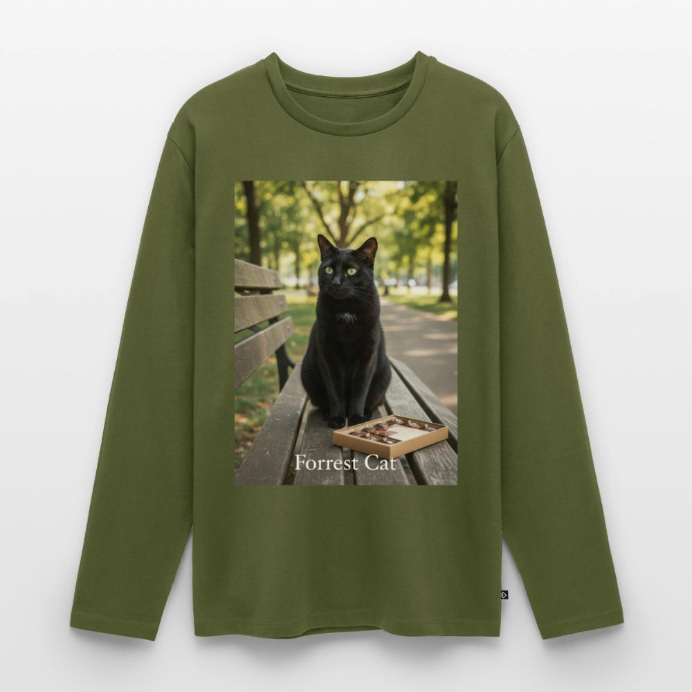 Forrest Cat – Krümel wartet | Männer Premium Bio Langarmshirt - Khaki
