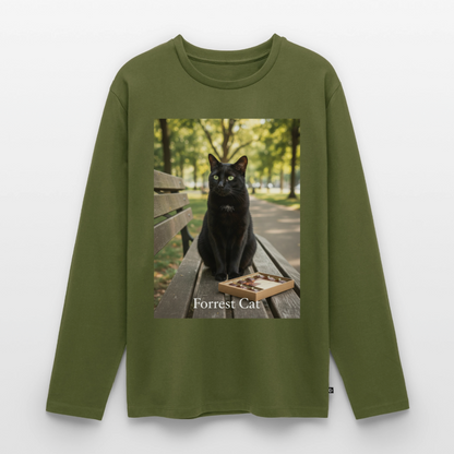 Forrest Cat – Krümel wartet | Männer Premium Bio Langarmshirt - Khaki