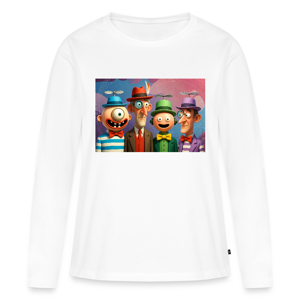 Gedankenkreise auf Hochtouren | Frauen Premium Bio Langarmshirt - Weiß