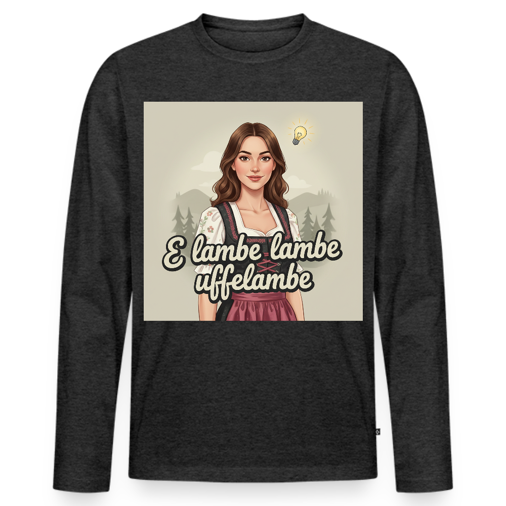 E Lambe, lambe, uffelambe – Alemannischer Geistesblitz | Männer Premium Bio Langarmshirt - Anthrazit meliert