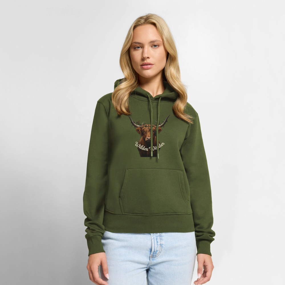 Wilder Wälder – Schwarzwald Highland Rind | Frauen Premium Hoodie - Khaki