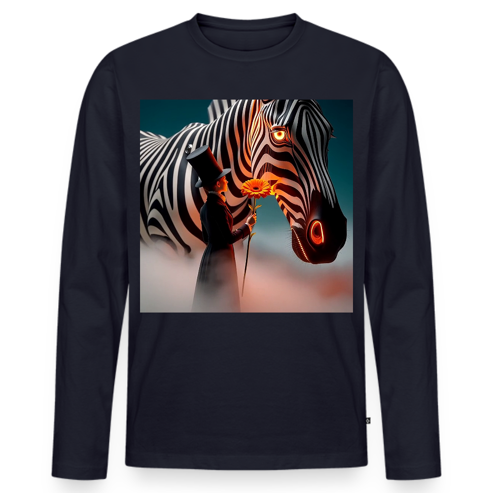 Blumen für ein Zebra | Männer Premium Bio Langarmshirt - Navy