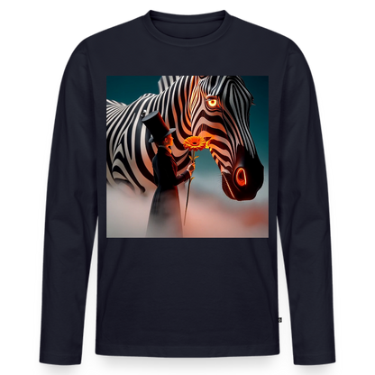 Blumen für ein Zebra | Männer Premium Bio Langarmshirt - Navy