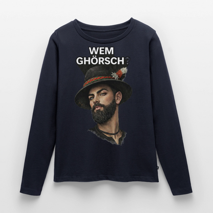Wem ghörsch? – Alemannische Klärung | Frauen Premium Bio Langarmshirt - Navy
